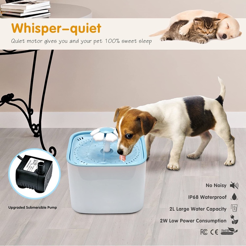 Pet Fountain Dog Cat Water Fountain- Healthy & Hygienic, Super Quiet, Automatic